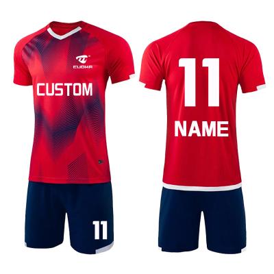 China Custom Printing Logo Soccer Team Wear Cheap Custom Sports Jersey Latest Football Jersey Quick-drying New Designs Soccer Uniform for sale