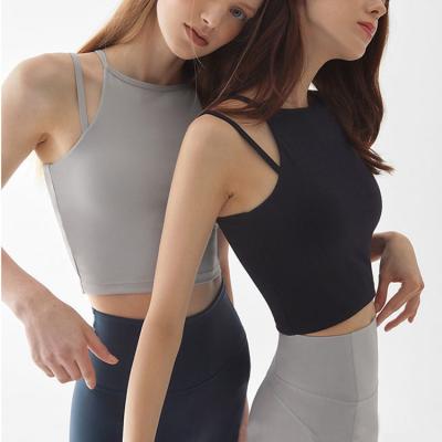 China Beautiful QUICK DRY crop top gym fashion back set yoga top sports woman sexy top tank nude bra for sale