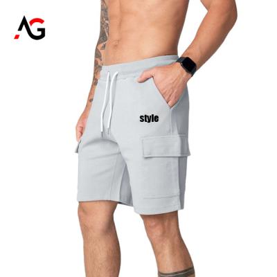 China Anti-Wrinkle Mens Shorts Cotton Terry Gym Workout Fitness Side Soft Casual Cargo Pocket Abbreviation Summer for sale