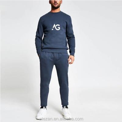 China 2021 Custom Wholesale QUICK DRY Custom Embroidery Sportswear Crewneck Pullover Sweater And Jogger Tracksuits For Men for sale