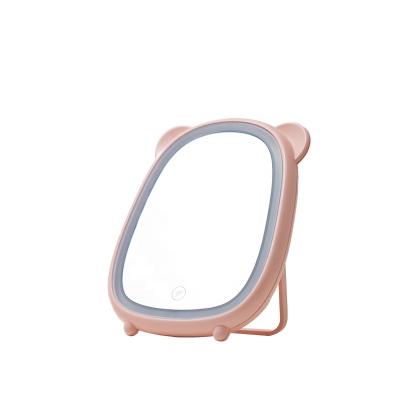 China Touch Screen Desktop Minimalist Cosmetic Vanity Mirror Lighted Makeup Mirror With Led Lights for sale