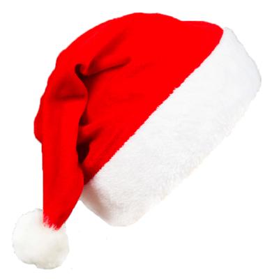 China Cheap Red Velvet Santa Hats Plush Hat Christmas Decoration Wholesale Christamas Decoration for sale