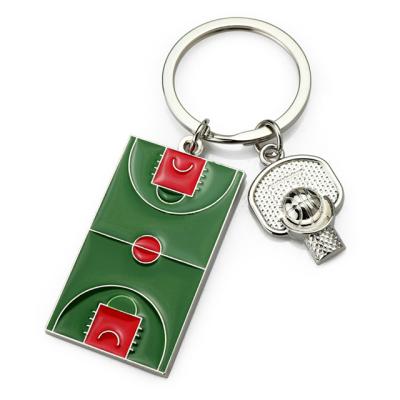 China Fashion 3D Metal Creative Basketball Court Mini Baseball Hoop Keychain Key Chain for sale