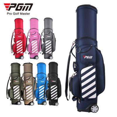 China Wholesale PGM LOGO OEM New Design Customized Durable Nylon Telescopic Hard Case Travel Waterproof Golf Bag With Wheels for sale