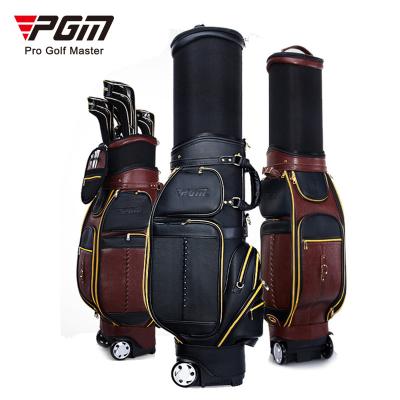 China PGM GENUINE LEATHER Stowable Genuine Leather Golf Bag With Wheel for sale