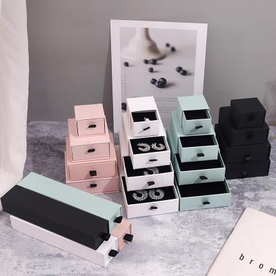 China High-End Luxury Custom Made Pink Paper Box Drawer Gift Packaging Logo Pattern Printed Storage Luxury Ring Pendant Necklace Bracelet Jewelry for Set for sale