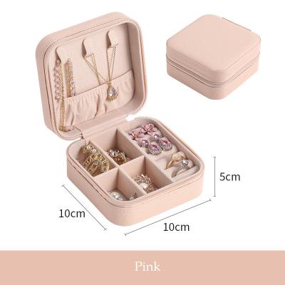 China Portable Leather Organizer Travel Jewelry Box Waterproof Luxury Women Travel Jewelry Zipper Case Necklace Earring Storage Organizer for sale