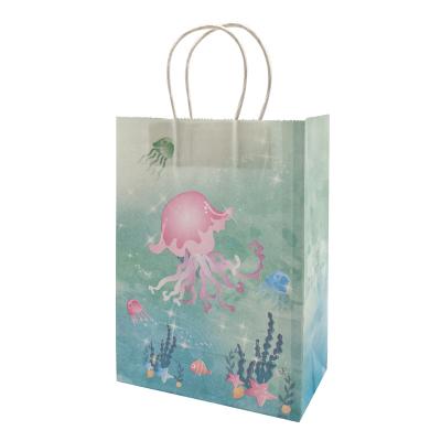 China Recyclable Wholesale Custom Logo Print Gift Craft Kraft Shopping Gift Paper Bags Packaging With Handle for sale