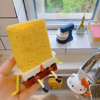 China Kawaii Viable Sponges Rack Cartoon Kitchen Sponge Sink Drain Storage Basket Cute Household Supply Kitchen Accessory Wall Mounted for sale