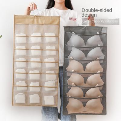 China Simple Modern Bedroom Organizer Storage Cabinet Hanger Dormitory Essentials Wall Mounted Double Sided Bra Bangs Panties Storage Bag for sale