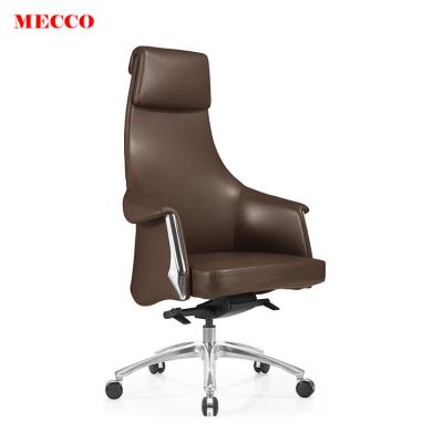 China (Size) Boss High Back Brown Adjustable Luxury Leather Office Chair High Back Executive Chair Leather Upholstery Adjustable High Back Executive Office Chair for sale