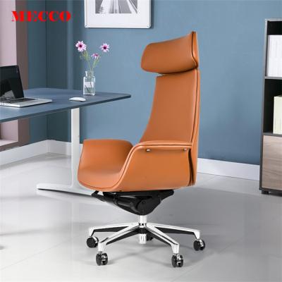 China (Size) High Back Brown Office Chair Adjustable Leather With Headrest Armrest Executive Office Chairs For Sale Boss Leather Office Chairs Swivel for sale