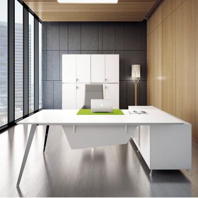 China Office Furniture Luxury Modern Executive Table Extendable With White Cabinet Luxury Pattern Computer Desk Office Desk Table for sale