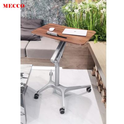 China Adjustable Riser (Height) Triangle Mobile Height Computer Table Rolling Mobile Desk For Laptop Movable Height Table Adjustable Desk for sale