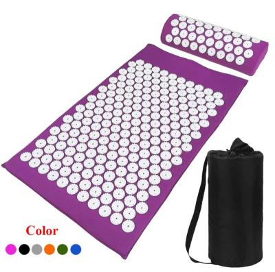 China Wholesale Convenient Back Massage Pad Yoga Acupressure Mat And Pillow Set Neck Foot Massager Pain Relaxation Acupuncture Mat for sale