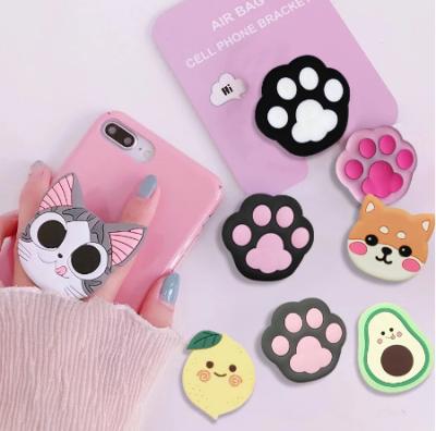 China Universal Waterproof Luxury Cute Animal Finger Holder Frame Extension Mobile Phone Bag Cartoon Fold Fold Mobile Phone Bracket for sale