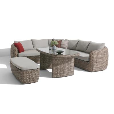 China Glass Table Top and Sofa Bench Garden Furniture Modern Outdoor Rattan Sets for sale