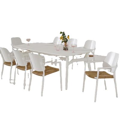 China Modern simple outdoor furniture 8 seaters roll up ALU. Dining table set group for sale