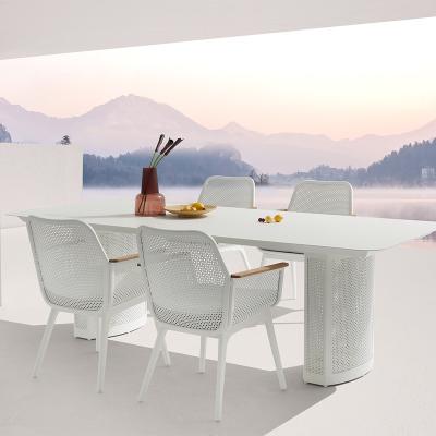 China White Morden Design Morden Aluminum Carved Table Armchair Aluminum Carved Outdoor Patio Dining Set for sale