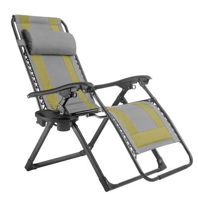 China Portable Weightless Outdoor Folding Recliner Sun Iron Oversized Padded Lounge With Cup Holder for sale