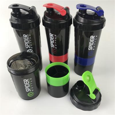 China Plastic Water Bottles Stocked With Custome Logo Protein Shaker Bottle With Pill Box Drinking Shakers Protein Shaker Bottle Bpa Free for sale