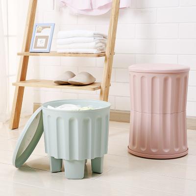 China New Design Household Hot Selling Modern Multifunctional Storage Chair Plastic Round Ottoman Sneak Creative Stackable Stool for sale