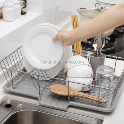 China Sustainable 2 in 1 Eco-friendly Stainless Steel Kitchen Dish Storage Rack, Stainless Steel Kitchen Dish Drying Rack for sale