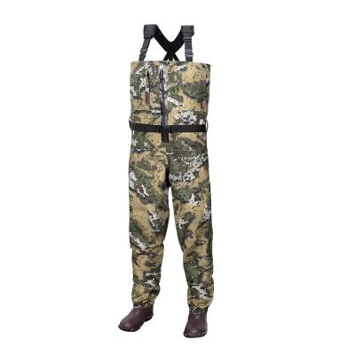 China BBCW049 unisex upgraded fashionable breathable bootfooted hunting waders with high quality Tizip chest bootfooted wader for hunting for sale