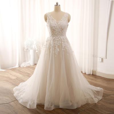 China Ivory White A Line Tulle Ruffle Leaf Lace Bridal Gowns Custom Made Wedding Dresses for Women for sale