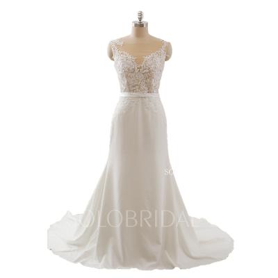 China 2022 Modern Ivory fitted crepe wedding dresses wholesale ready to ship mermaid wedding gowns for sale