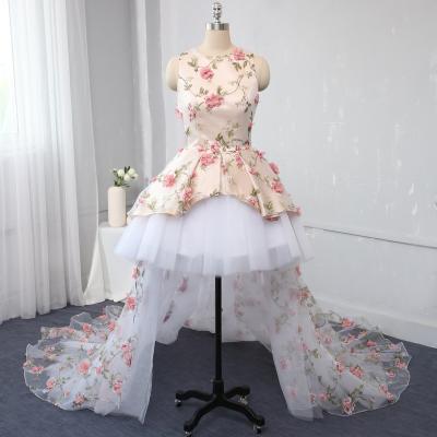 China White pink high low ball gown organza flower girl dress to custom made any sizes for sale