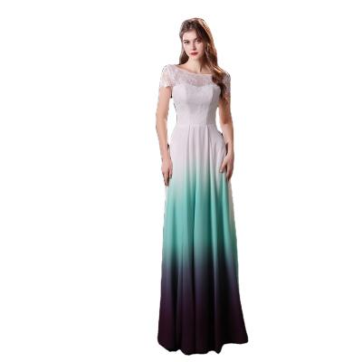 China Fashion design prom dress distributor ladies evening party dress gradient color bandage bridesmaid dress for sale