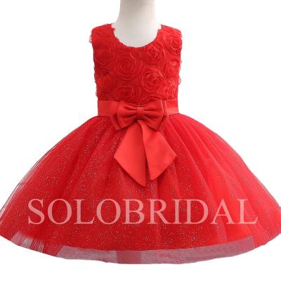 China Wholesale red shiny bow kids little queen 2020 wedding girls floral flower dress for sale