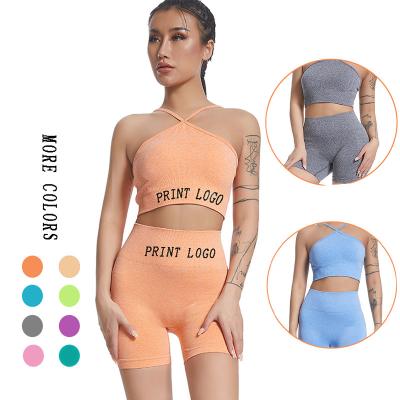 China Breathable Summer Lounge Sexy Yoga 2 Piece Set Ladies Fitness Wear Seamless Skinny Yoga Bra And Yoga Briefs for sale