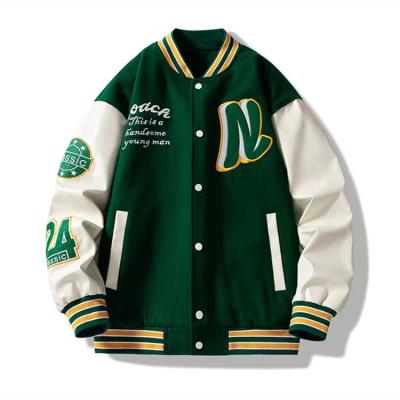 China Linyang Breathable Wholesale Empty Green Varsity Jacket Bomber Jacket And Black Letterman Autumn Purchasing Young for sale