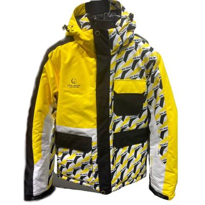 China Ski Hiking Wear Jacket Keep Breathable Phylex Warm Yellow Classic Plus Size Men Waterproof OEM Customized Hood Style Windbreaker Ftm for sale