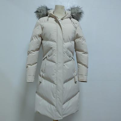 China Removable Fur Collar Stripper Jacket Women Ladies Long Breathable Thick Winter Coats With Hood Jacket for sale