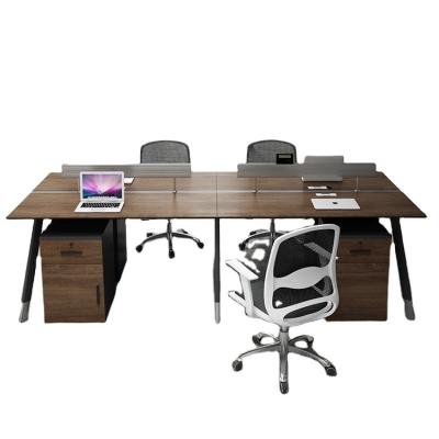 China Wear Resistant Modern Office Worker Computer Four Person Desk With Drawer Office Workstation for sale