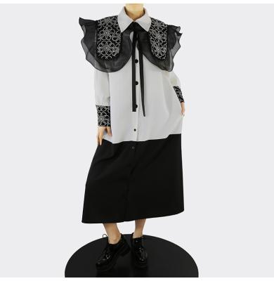 China 2022 New Korean Design Women's Spring Lace Style Breathable Patchwork Dress Beautiful Long Sleeve for sale