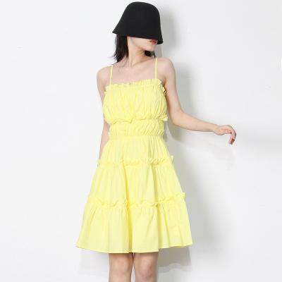 China Anti-wrinkle 2022 New Design Summer Chiffon Sleeveless Women's Casual Dress Sexy Yellow Women's Dress for sale