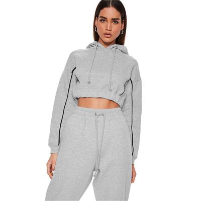 China Anti-wrinkle women crop top high quality two piece set sweater yoga shorts hot soft hoodie manufacturers sell for sale