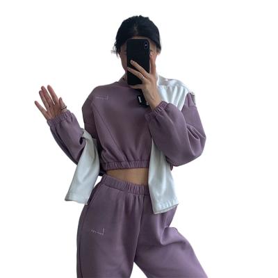 China 2021 QUICK DRY new custom logo knit crop top women jogger set women two piece set clothing for sale