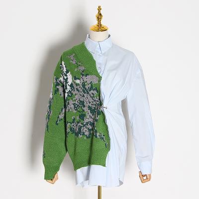 China 2022 Patch Anti-pilling Spring Causal Wear Long Sleeve Shirt Women Casual Simple Wholesale Blouses Clothing Tops OEM Customized for sale