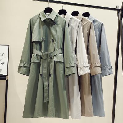 China 2022 Breathable Women Spring Cotton Trench Coat Design Anorak Autumn Casual Double Breasted Oversized Long for sale