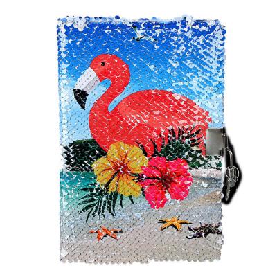 China High quality price kids stationery notebook cheap creative cute cartoon sequins notebook with lock for sale