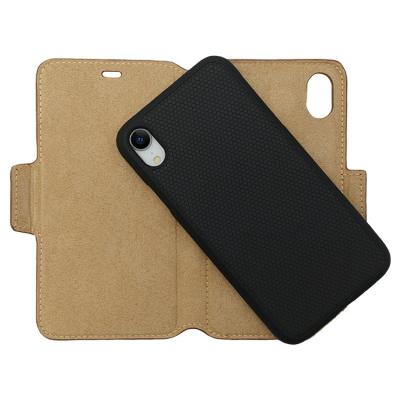 China Shockproof For iPhone XR Vintage Dark Brown Card Slot Luxury Wallet Flip Cover Leather Phone Case for sale