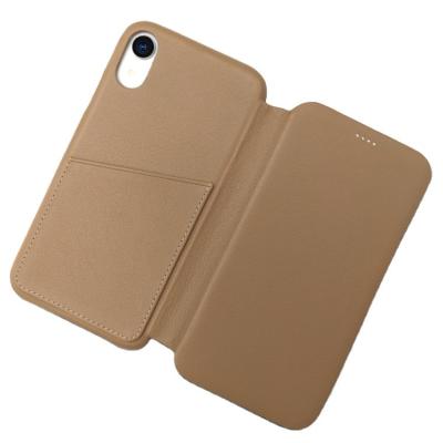 China Shockproof for iPhone XR Retro Flip Protective Case Genuine Leather Slim Card Slot Wallet Phone Case for sale