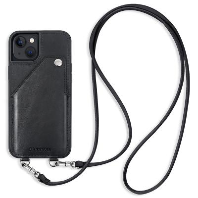 China 2022 Newest Shockproof Lanyard Crossbody Leather Wallet Phone Cases Case For iPhone 13 for sale