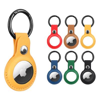 China Anti Lost Protective Anti-Drop Tracker Holder With Key Chain PU Leather Case For Apple AirTag for sale