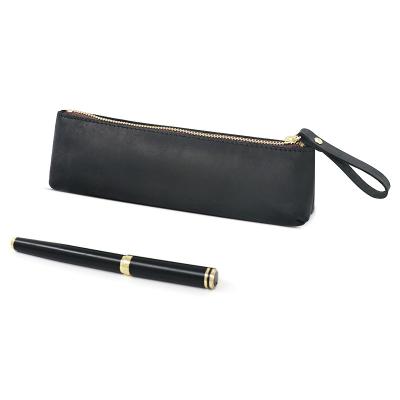 China Zipper Closure Wholesale Crazy Horse Leather Pouch Pen Leather Case Holder for sale